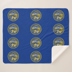 Patriotic Sherpa Blanket with Nebraska flag