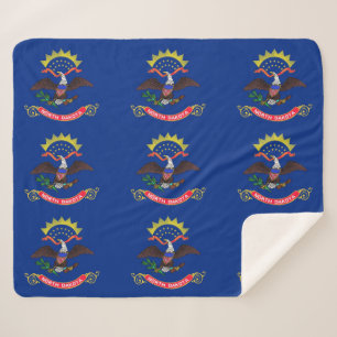 Patriotic Sherpa Blanket with North Dakota flag