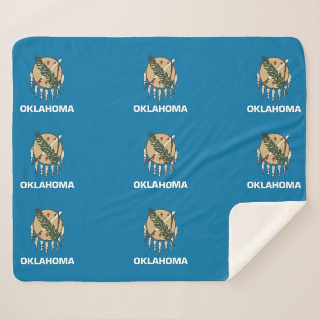 Patriotic Sherpa Blanket with Oklahoma flag (Front (Horizontal))