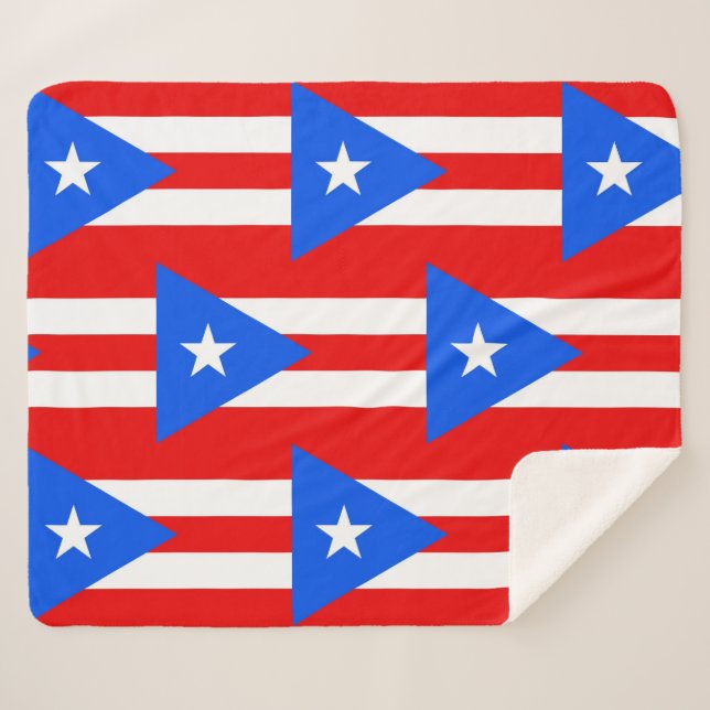 Patriotic Sherpa Blanket with Puerto Rico flag (Front (Horizontal))