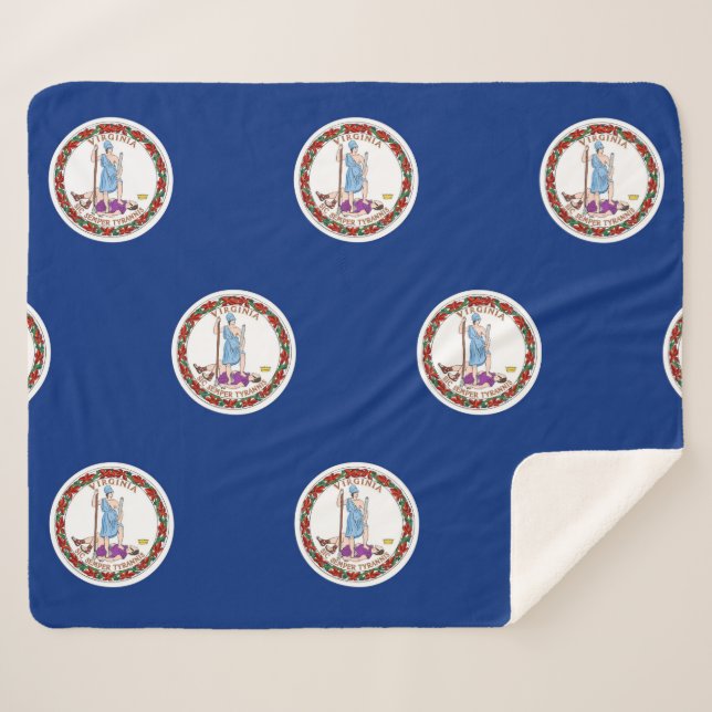 Patriotic Sherpa Blanket with Virginia flag (Front (Horizontal))