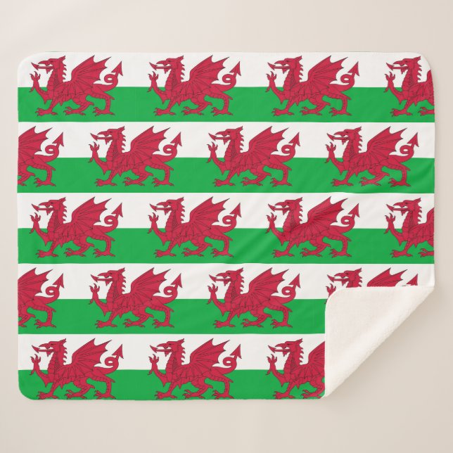 Patriotic Sherpa Blanket with Wales flag (Front (Horizontal))