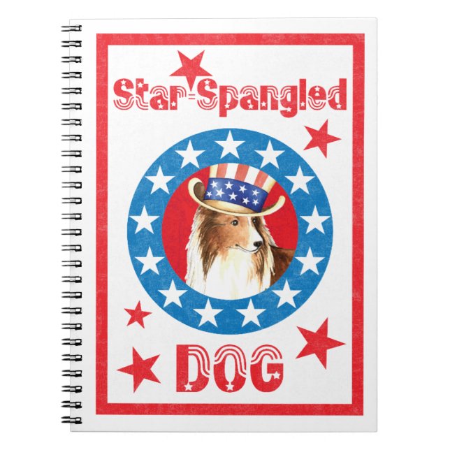 Patriotic Shetland Sheepdog Notebook (Front)