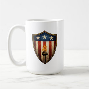 Patriotic Shield Torch American Liberty Flame Coffee Mug