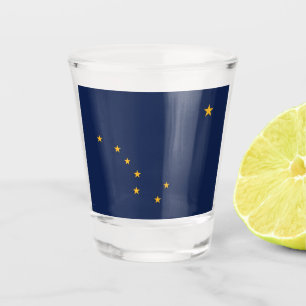 Patriotic shot glass with flag of Alaska, USA