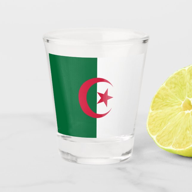 Patriotic shot glass with flag of Algeria (Front)