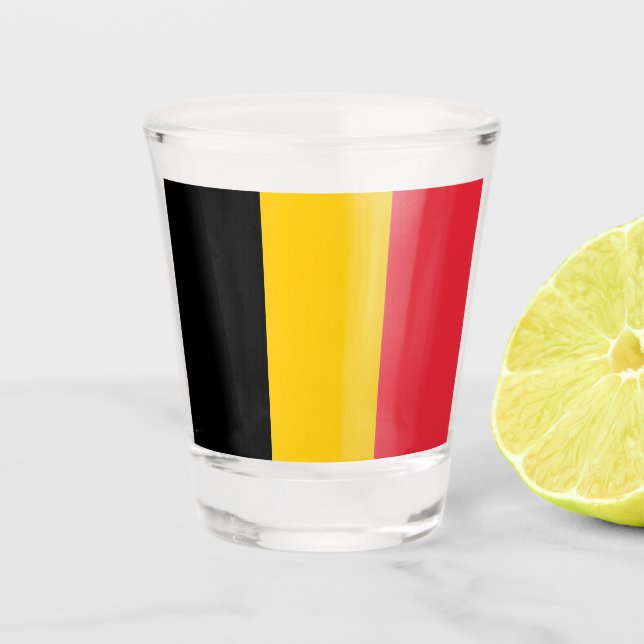 Patriotic shot glass with flag of Belgium (Front)