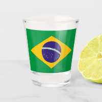 Patriotic shot glass with flag of Brazil