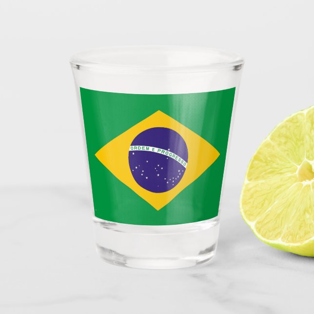 Patriotic shot glass with flag of Brazil (Front)