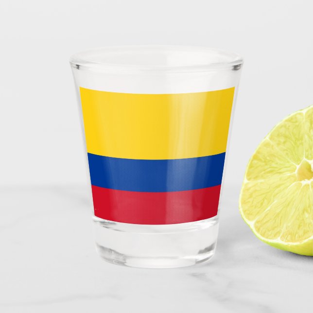 Patriotic shot glass with flag of Colombia (Front)