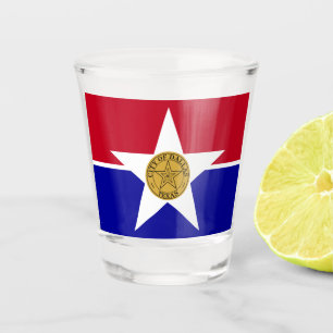 Patriotic shot glass with flag of Dallas