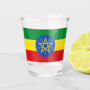 Patriotic shot glass with flag of Ethiopian