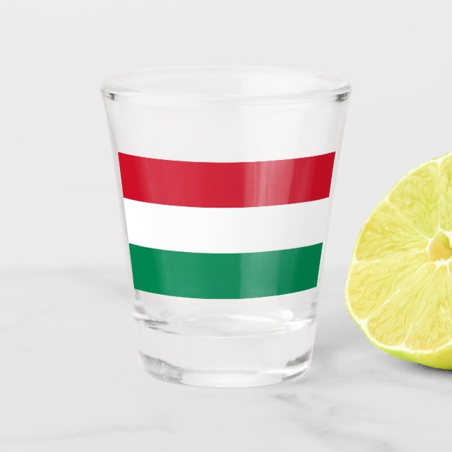 Patriotic shot glass with flag of Hungary (Front)