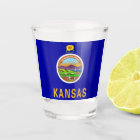 Patriotic shot glass with flag of Kansas