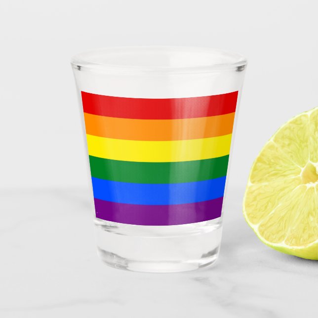 Patriotic shot glass with flag of LGBT (Front)