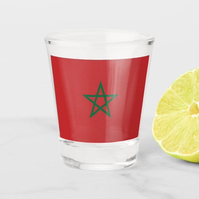 Patriotic shot glass with flag of Morocco (Front)