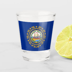 Patriotic shot glass with flag of New Hampshire