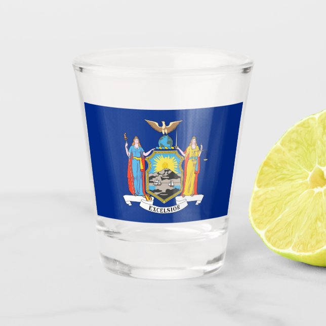 Patriotic shot glass with flag of New York (Front)
