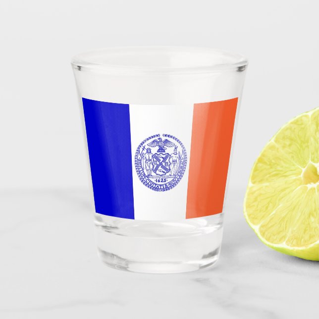 Patriotic shot glass with flag of New York City (Front)