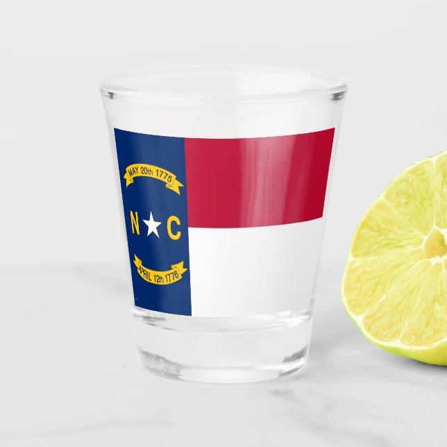 Patriotic shot glass with flag of North Carolina (Front)