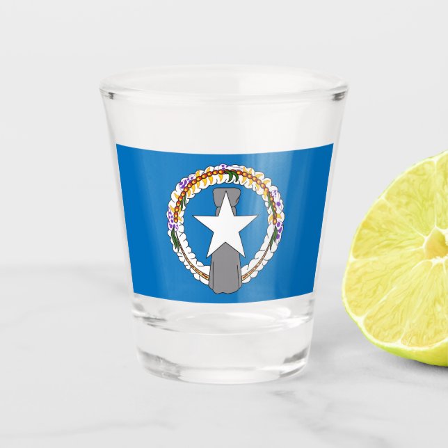 Patriotic shot glass with flag of Northern Mariana (Front)