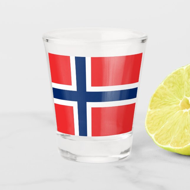 Patriotic shot glass with flag of Norway (Front)