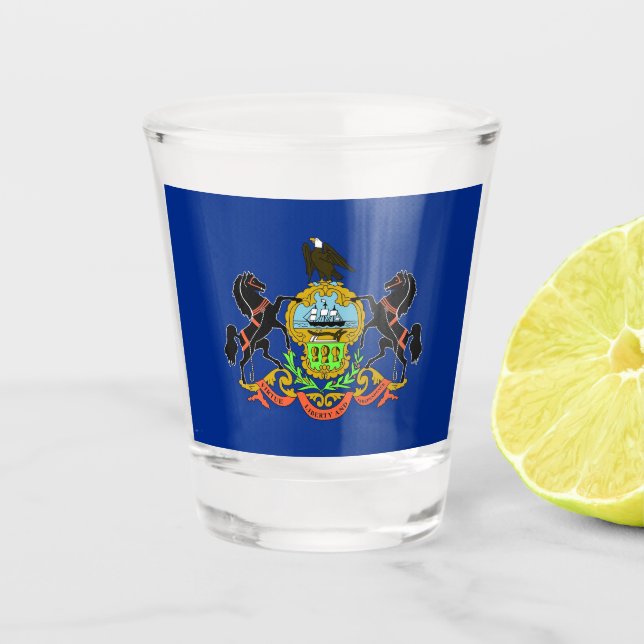 Patriotic shot glass with flag of Pennsylvania (Front)