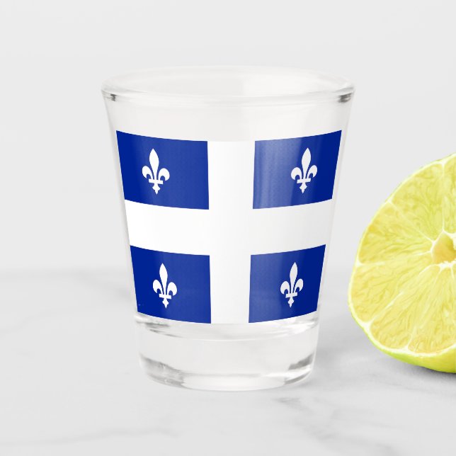 Patriotic shot glass with flag of Quebec (Front)