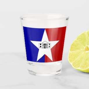 Patriotic shot glass with flag of San Antonio