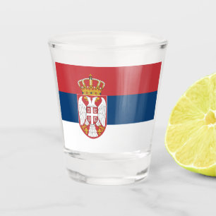 Patriotic shot glass with flag of Serbia