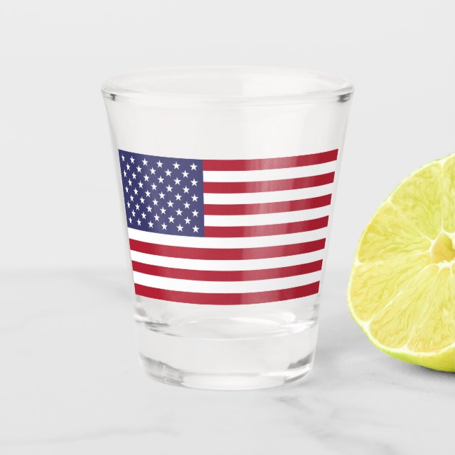 Patriotic shot glass with flag of USA (Front)