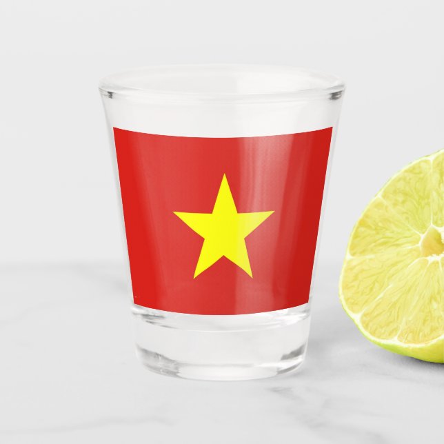 Patriotic shot glass with flag of Vietnam (Front)