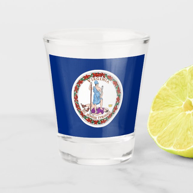 Patriotic shot glass with flag of Virginia (Front)