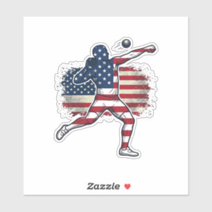 Patriotic Shot Put Athlete Vintage Engraving Desig
