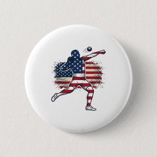 Patriotic Shot Put Athlete Vintage Engraving Desig 6 Cm Round Badge