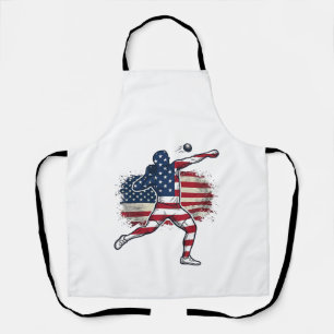 Patriotic Shot Put Athlete Vintage Engraving Desig Apron