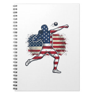 Patriotic Shot Put Athlete Vintage Engraving Desig Notebook