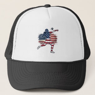 Patriotic Shot Put Athlete Vintage Engraving Desig Trucker Hat