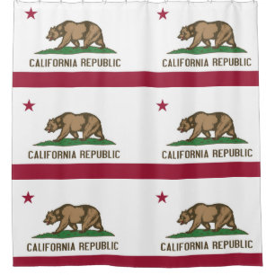 Patriotic Shower Curtain with Flag of California