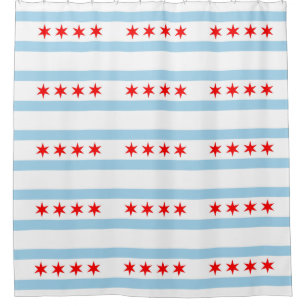 Patriotic Shower Curtain with Flag of Chicago, USA