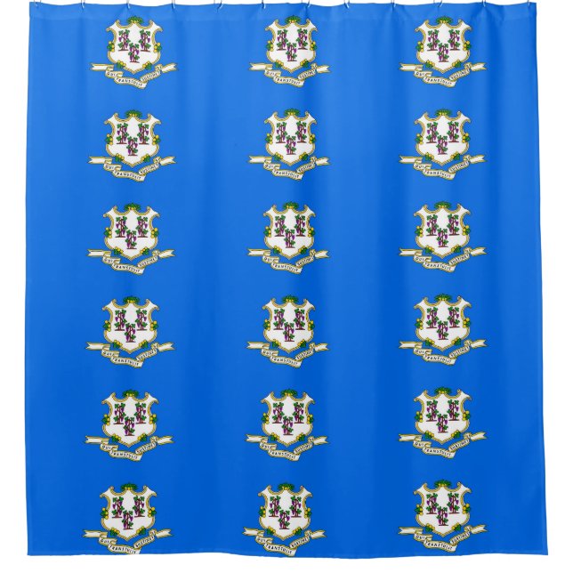 Patriotic Shower Curtain with Flag of Connecticut (Front)