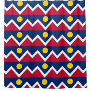 Patriotic Shower Curtain with Flag of Denver, USA