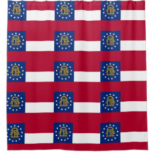 Patriotic Shower Curtain with Flag of Georgia