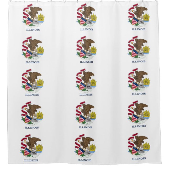 Patriotic Shower Curtain with Flag of Illinois (Front)