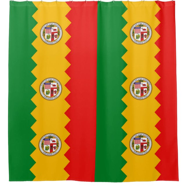 Patriotic Shower Curtain with Flag of Los Angeles (Front)