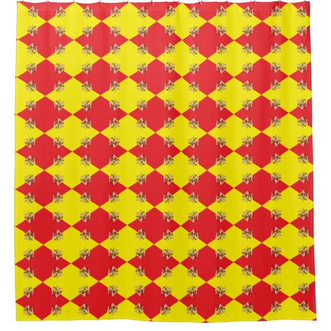 Patriotic Shower Curtain with Flag of Sicily (Front)