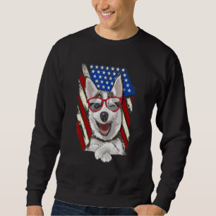 Patriotic Siberian Husky American Flag Dog Sweatshirt