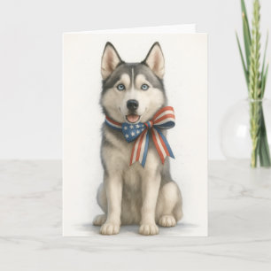 Patriotic Siberian Husky Laptop Sleeve Card