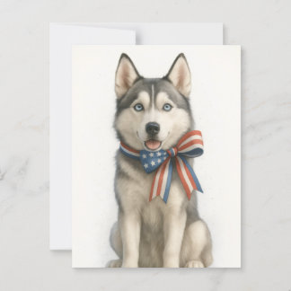 Patriotic Siberian Husky Postcard