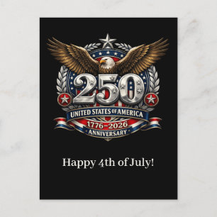 Patriotic Silver Semiquincentennial Emblem Holiday Postcard